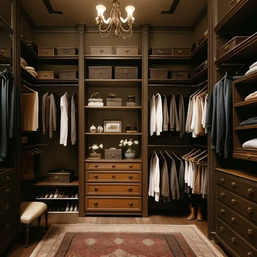 Vintage Walk-in Closet design - AI generated interior design visualization