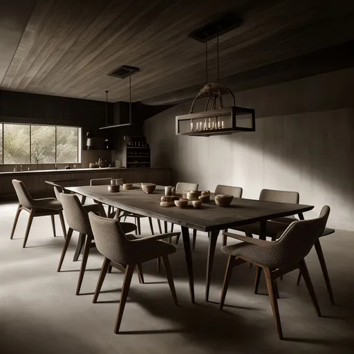 Wabi-Sabi Dining Room design - AI generated interior design visualization