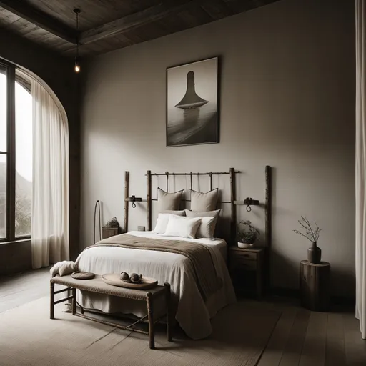 Wabi-Sabi Guest Room design - AI generated interior design visualization