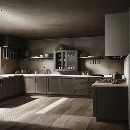 Wabi-Sabi Kitchen design - AI generated interior design visualization