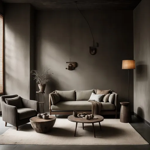 Wabi-Sabi Living Room design - AI generated interior design visualization