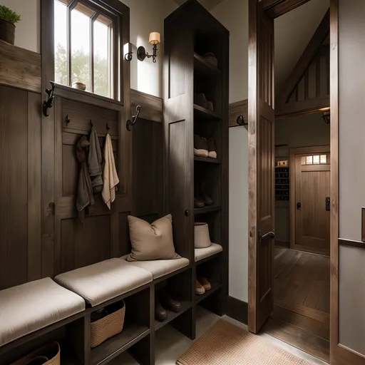 Wabi-Sabi Mudroom design - AI generated interior design visualization