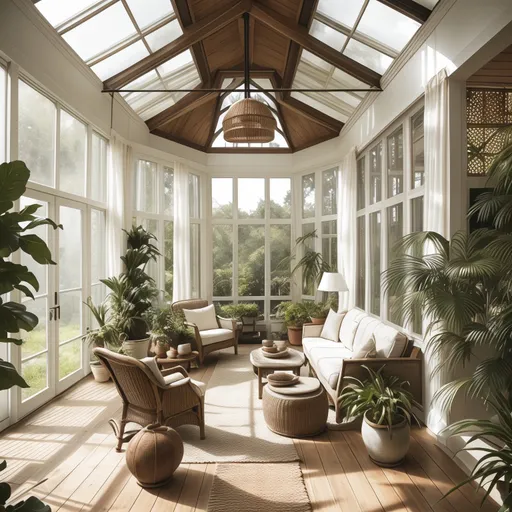 Wabi-Sabi Sunroom design - AI generated interior design visualization
