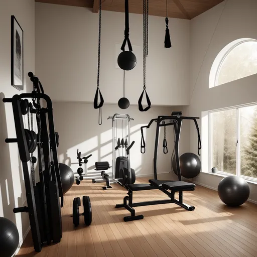 Warm Minimalism Home Gym design - AI generated interior design visualization