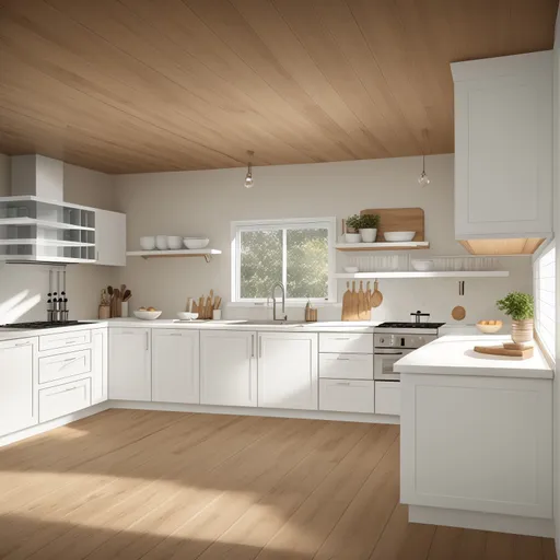 Warm Minimalism Kitchen design - AI generated interior design visualization
