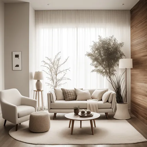 Warm Minimalism Living Room design - AI generated interior design visualization