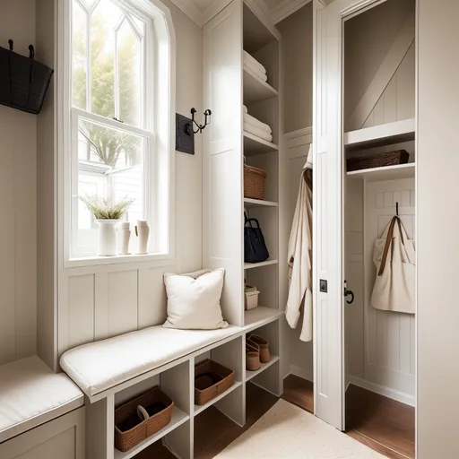 Warm Minimalism Mudroom design - AI generated interior design visualization