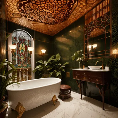Art Nouveau Bathroom design - AI generated interior design visualization