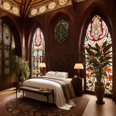 Art Nouveau Guest Room design - AI generated interior design visualization
