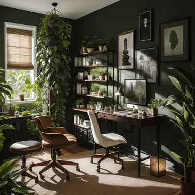 Biophilic Home Office design - AI generated interior design visualization
