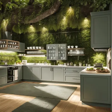 Biophilic Kitchen design - AI generated interior design visualization