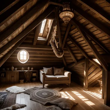 Bohemian Attic design - AI generated interior design visualization