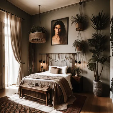 Bohemian Guest Room design - AI generated interior design visualization