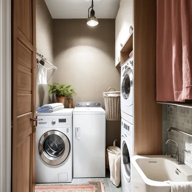 Bohemian Laundry Room design - AI generated interior design visualization