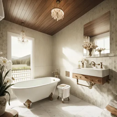 Cottagecore Bathroom design - AI generated interior design visualization
