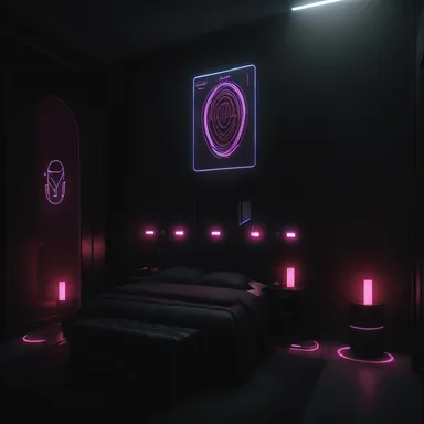 Cyberpunk Guest Room design