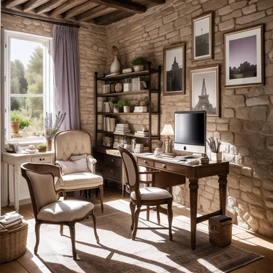 French Country Home Office design - AI generated interior design visualization