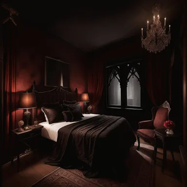 Gothic Bedroom design - AI generated interior design visualization