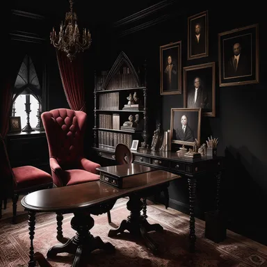 Gothic Home Office design - AI generated interior design visualization