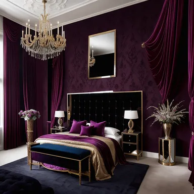 Hollywood Regency Guest Room design - AI generated interior design visualization