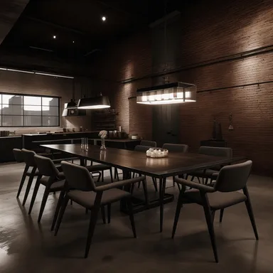 Industrial Dining Room design - AI generated interior design visualization