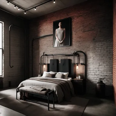 Industrial Guest Room design - AI generated interior design visualization