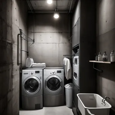 Industrial Laundry Room design - AI generated interior design visualization