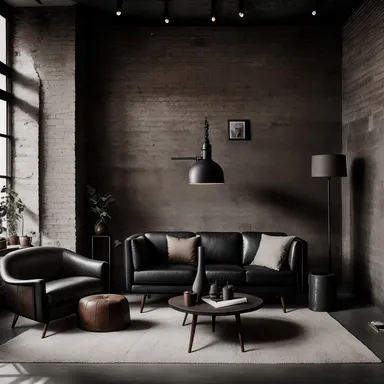 Industrial Living Room design - AI generated interior design visualization