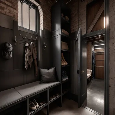 Industrial Mudroom design - AI generated interior design visualization