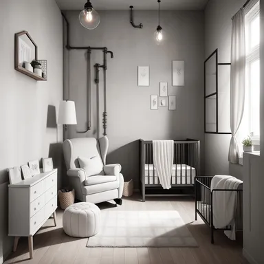 Industrial Nursery design - AI generated interior design visualization