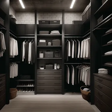 Industrial Walk-in Closet design - AI generated interior design visualization