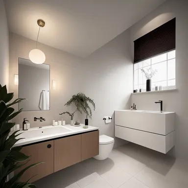Japandi Bathroom design - AI generated interior design visualization