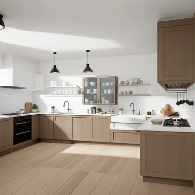 Japandi Kitchen design - AI generated interior design visualization