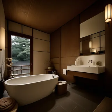 Japanese Bathroom design - AI generated interior design visualization