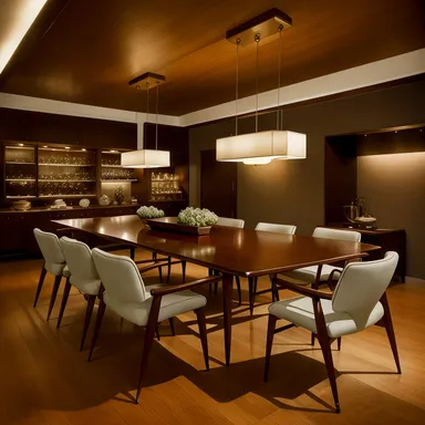 Mid-Century Modern Dining Room design - AI generated interior design visualization