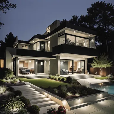 Mid-Century Modern Home Exterior עיצוב.