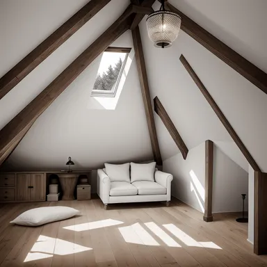 Minimalist Attic design - AI generated interior design visualization