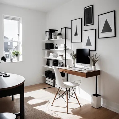 Minimalist Home Office design - AI generated interior design visualization