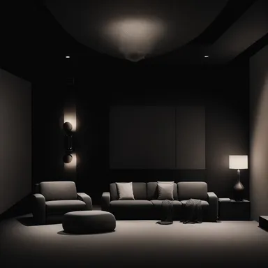 Minimalist Home Theater design - AI generated interior design visualization