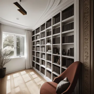 Minimalist Library design - AI generated interior design visualization