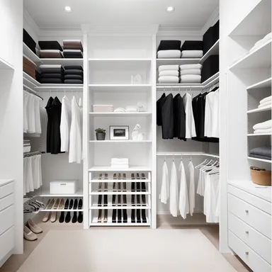 Minimalist Walk-in Closet design - AI generated interior design visualization