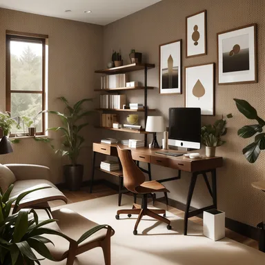 Organic Modern Home Office design - AI generated interior design visualization