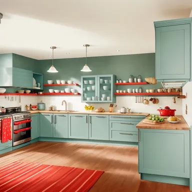 Retro Kitchen design - AI generated interior design visualization