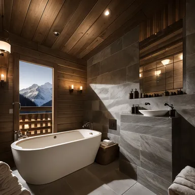 Ski Chalet Bathroom design - AI generated interior design visualization