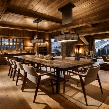 Ski Chalet Dining Room design - AI generated interior design visualization