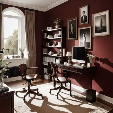 Transitional Home Office design - AI generated interior design visualization