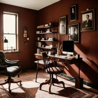Vintage Home Office design - AI generated interior design visualization