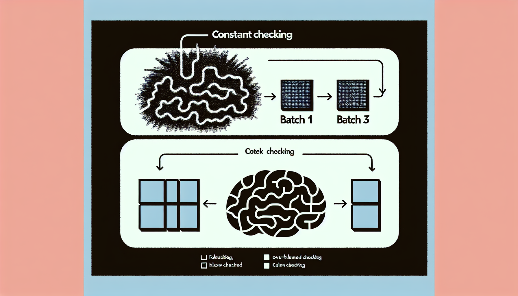 An infographic comparing the chaotic focus of constant email checking versus the calm focus of batch processing emails.