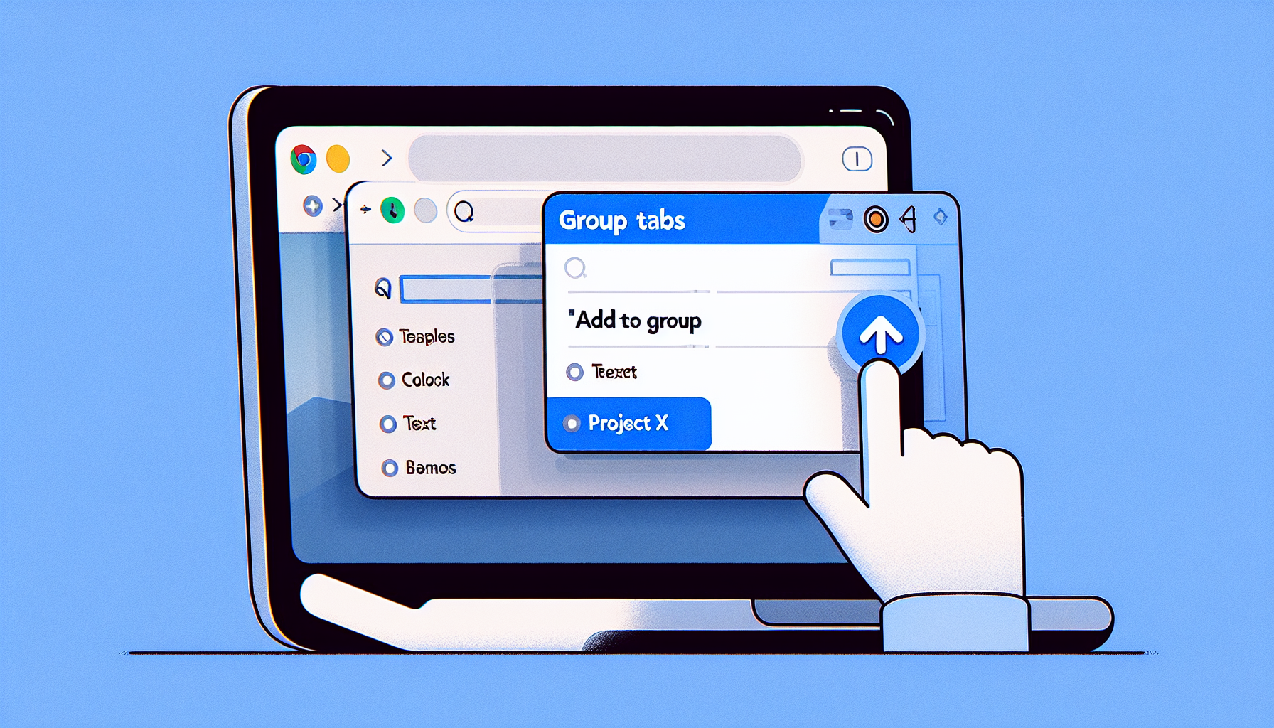 A GIF showing how to organize browser tabs into a named group.
