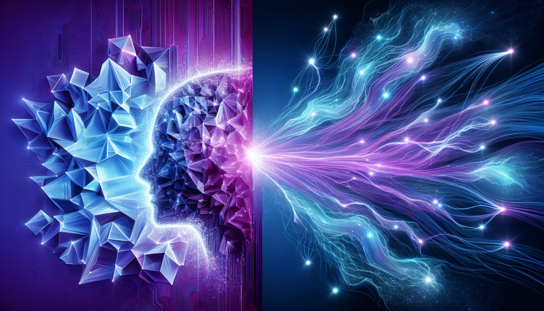 A visual metaphor for cognitive flexibility, showing a rigid structure becoming a fluid network.